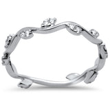 <span>DIAMOND CLOSEOUT! </span>.24ct F SI 14K White Gold Leaf Design Diamond Trendy Band Ring Size 6.5
