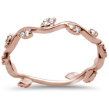 .21ct F SI 14K Rose Gold Diamond Leaf Band Trendy Ring Size 6.5