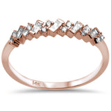<span>DIAMOND CLOSEOUT! </span>.22ct F SI 14K Rose Gold Baguette & Round Diamond Fine Band Ring Size 6.5
