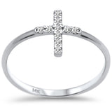 .10ct F SI 14K White Gold Cross Purity Diamond Trendy Ladies Ring Size 6.5