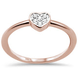 <span>DIAMOND CLOSEOUT! </span>.05ct F SI 14K Rose Gold Heart Shaped Diamond Engagement Ring Size 6.5