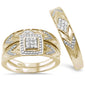 <span style="color:purple">SPECIAL!</span> .17ct G SI 14K Yellow Gold Diamond Bridal Women & Men's Trio Ring Set Size 6.5 & Size 10