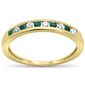 .26ct G SI 14K Yellow Gold Diamond & Emerald Gemstone Anniversary Band Ring Size 6.5