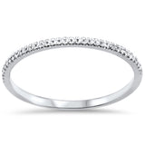 .09ct F SI 14K White Gold Round Diamond Anniversary Stackable Band Ring Size 7
