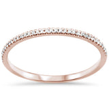 Rose Gold Diamond ring - .10ct G SI 14KT Rose Gold Round Diamond Anniversary Stackable Band Ring Size 7