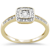 <span>DIAMOND CLOSEOUT! </span>.16CT G SI 10KT Yellow Gold Diamond Square Trendy Engagement Ring Size 6.5