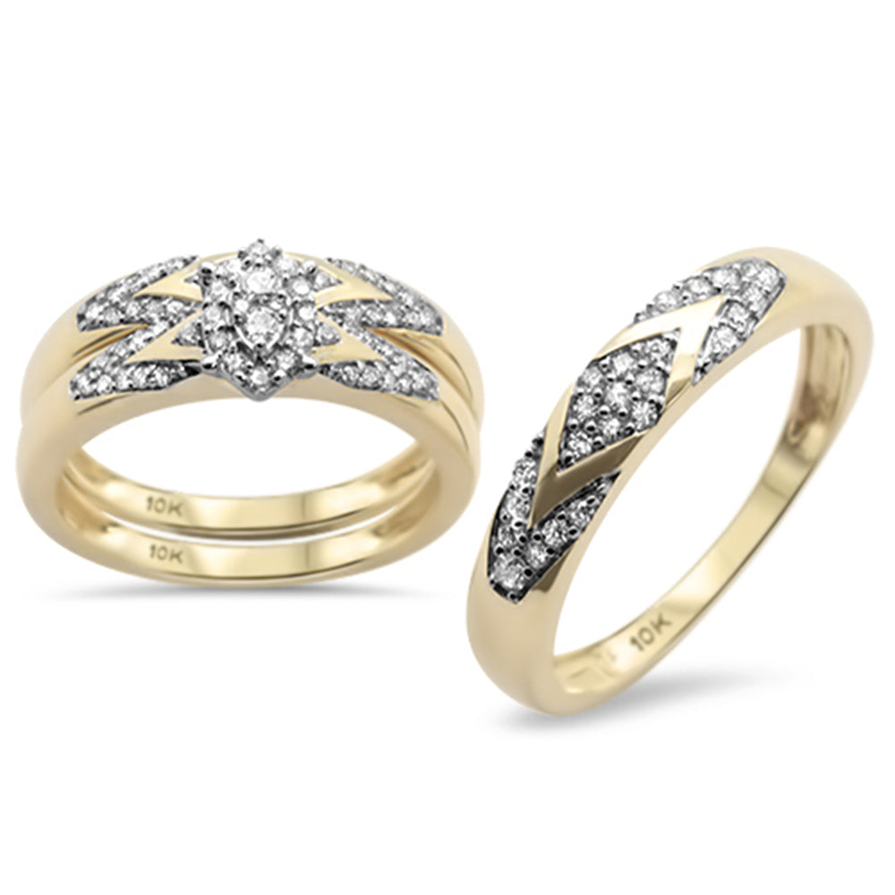 .50CT G SI 10KT Yellow Gold Diamond Men's & Women's Engagement Ring Trio Set