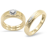 .18ct G SI 10K Yellow Gold Diamond 3pcs Men's & Women's Wedding Trio Set