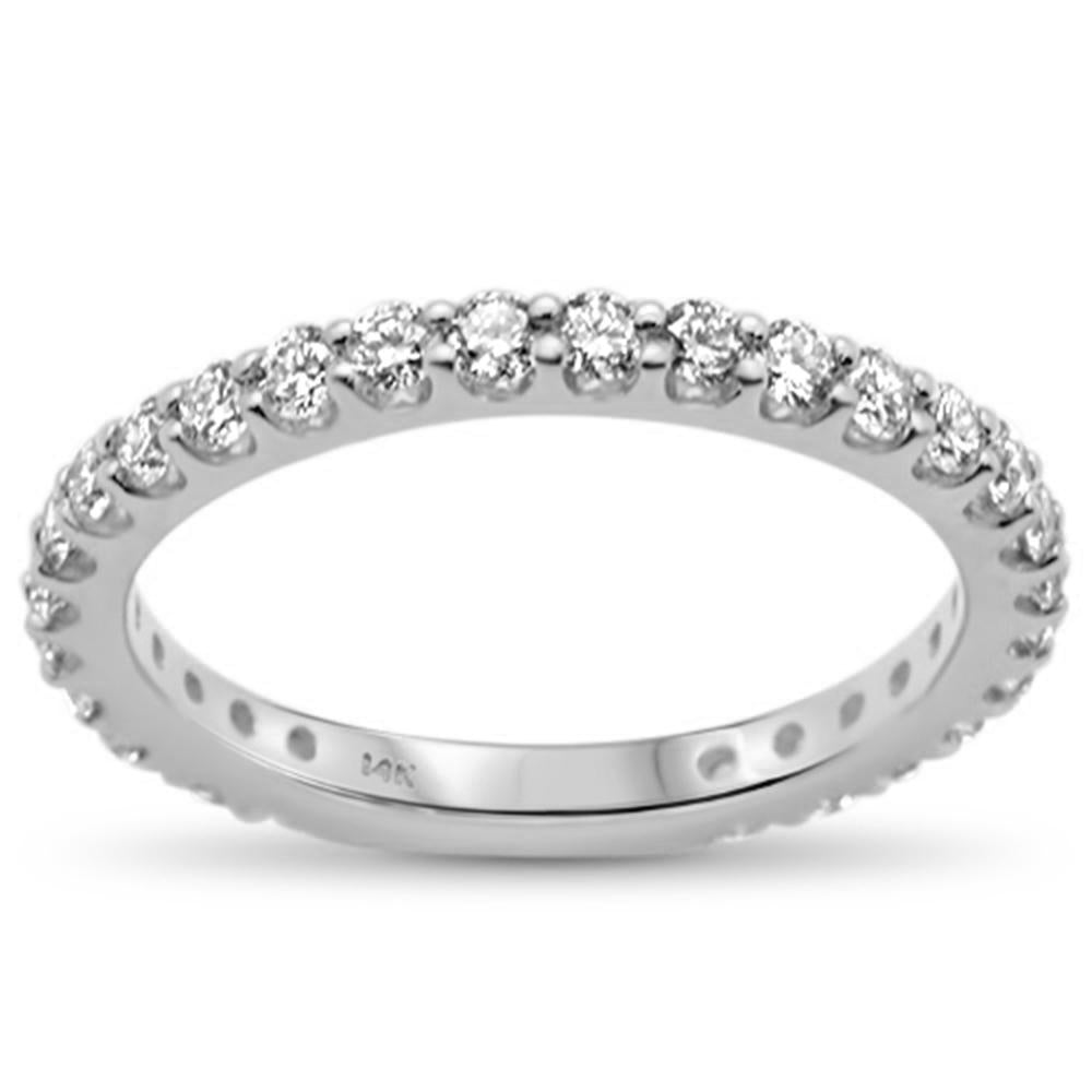 <span style="color:purple">SPECIAL!</span>.83ct G SI 14K White Gold Diamond Women's Eternity Style Band Ring Size 6.5