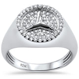 <span>¡LIQUIDACIÓN DE DIAMANTES! </span>Anillo de sello con logotipo de oro blanco de 10 quilates y diamante de .51 ct G SI para hombre, talla 10