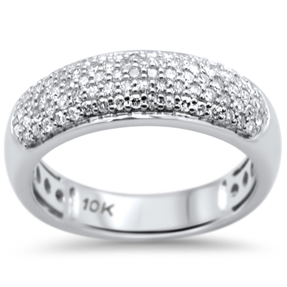 .54ct G SI 10K White Gold Diamond Engagement Anniversary Pave Band Ring Size 6.5