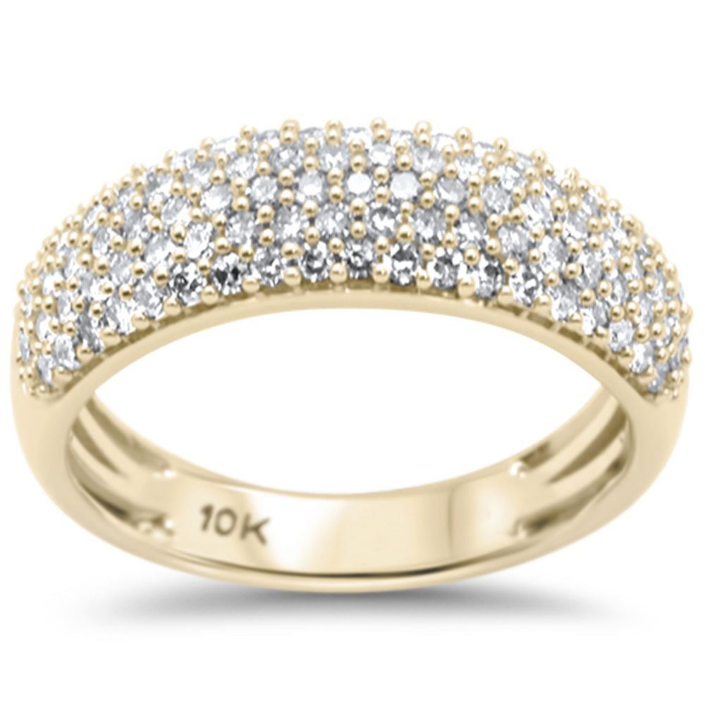 <span style="color:purple">SPECIAL!</span> .73ct G SI 10K Yellow Gold Diamond Engagement Anniversary Pave Band Ring Size 6.5