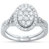 1.01ct G SI 10kt White Gold Oval Diamond Ring Bridal Set