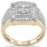 1.01ct G SI 10KT Yellow Gold Baguette & Round Diamond Men's Ring Size 10
