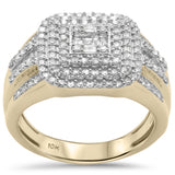 <span>DIAMOND CLOSEOUT! </span> 1.00ct G SI 10KT Yellow Gold Baguette & Round Diamond Men's Ring Size 10