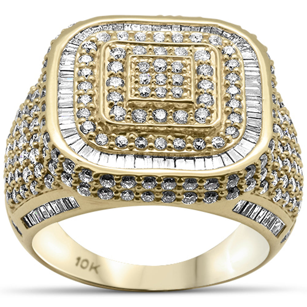 <span style="color:purple">SPECIAL!</span> 2.60ct G SI 10K Yellow Gold Baguette & Round Diamond  Men's Ring Size 10