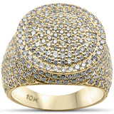 4.03ct G SI 10K Yellow Gold Round Diamond Men's Ring Size 10