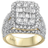 <span>DIAMOND CLOSEOUT! </span>3.97ct G SI 14K Yellow Gold Baguette & Round Diamond Ring Size 7