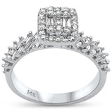 .83ct G SI 14K White Gold Baguette & Round Diamond Ring Size 6.5