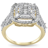 1.00ct G SI 14K Yellow Gold Baguette & Round Diamond Ring Size 7