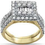 <span>DIAMOND CLOSEOUT! </span>2.43ct G SI 14K Yellow Gold Baguette & Round Diamond Ring Set