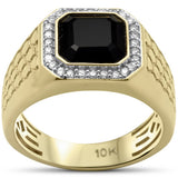 2.08ct G SI 10K Yellow Gold Diamond Black Onyx Men's Ring Size 10