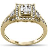.54ct G SI 14K Yellow Gold Round & Baguette Diamond Engagement Ring Size 6.5