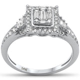 .50ct G SI 14K White Gold Round & Baguette Diamond Engagement Ring Size 6.5