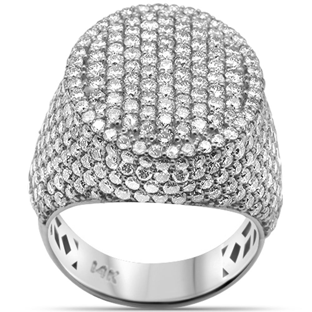 <span>DIAMOND  CLOSEOUT! </span> 6.77ct G SI 14K White Gold Diamond Iced Out Micro Pave Men's Ring Size 10