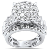<span>DIAMOND CLOSEOUT! </span>3.03ct G SI 10K White Gold Diamond Round & Baguette Ring Size 6.5