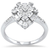 .26ct G SI 14K White Gold Diamond Pear Shaped Round & Baguette Ring Size 6.5