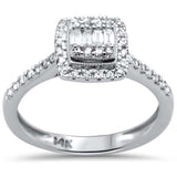 <span>DIAMOND CLOSEOUT! </span>.38ct G SI 14K White Gold Diamond Round & Baguette Engagement Ring Size 6.5