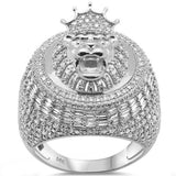 3.33ct G SI 14K White Gold Diamond Round & Baguette Lion Head Hip Hop Ring Size 10
