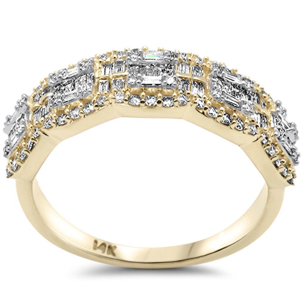 <span style="color:purple">SPECIAL!</span> .88ct G SI 14K Yellow Gold Diamond Round & Baguette Engagement Ring Size 6.5
