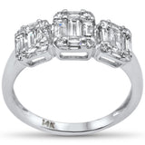 .97ct G SI 14K White Gold Diamond Round & Baguette Engagement Ring Size 6.5