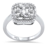 .47ct G SI 14K White Gold Diamond Round & Baguette Engagement Ring Size 6.5