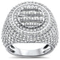 <span>DIAMOND  CLOSEOUT! </span> 3.79ct G SI 14K White Gold Diamond Round & Baguette Men's Ring Size 10