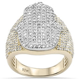 2.16ct G SI 10K Yellow Gold Hamsa Hip Hop Men's Diamond Ring Band Size 10