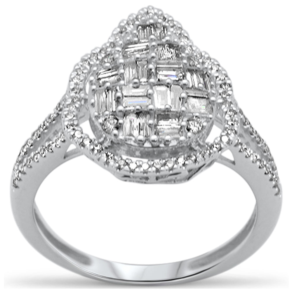 <span style="color:purple">SPECIAL!</span> .73ct G SI 14K White Gold Round & Baguette Diamond Engagement Ring