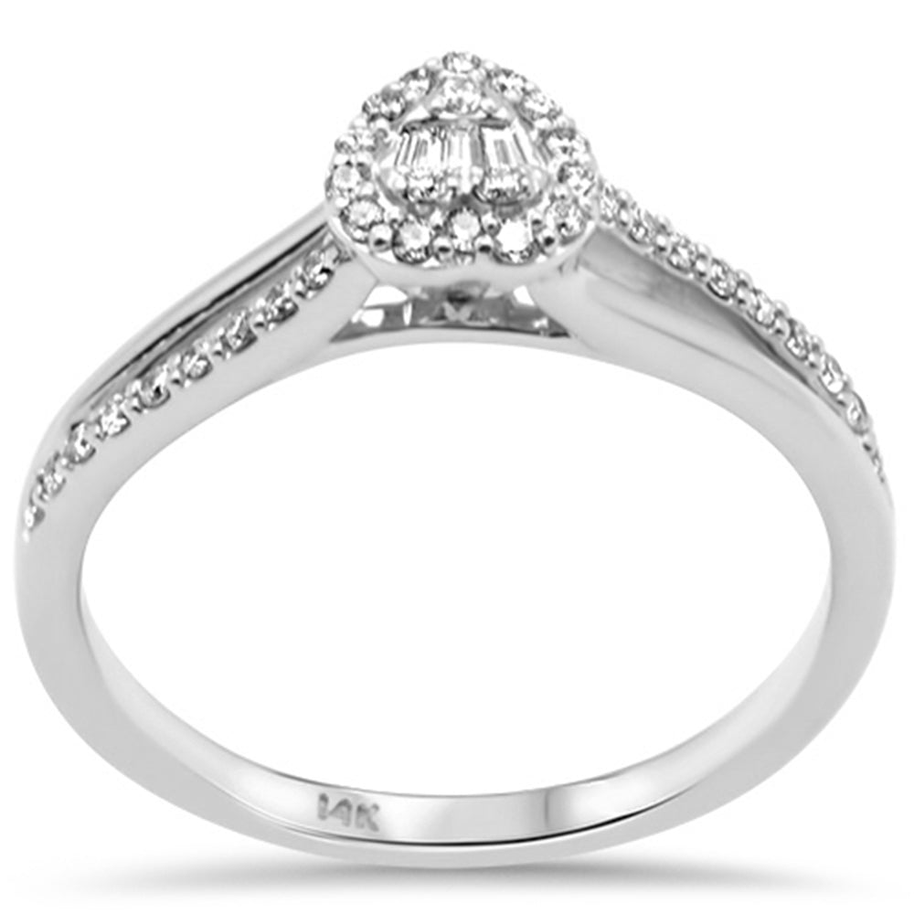 <span style="color:purple">SPECIAL!</span> .21ct G SI 14K White Gold  Round & Baguette Diamond Engagement Ring