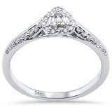.17ct G SI 14K White Gold Heart Shaped Round & Baguette Diamond Engagement Ring