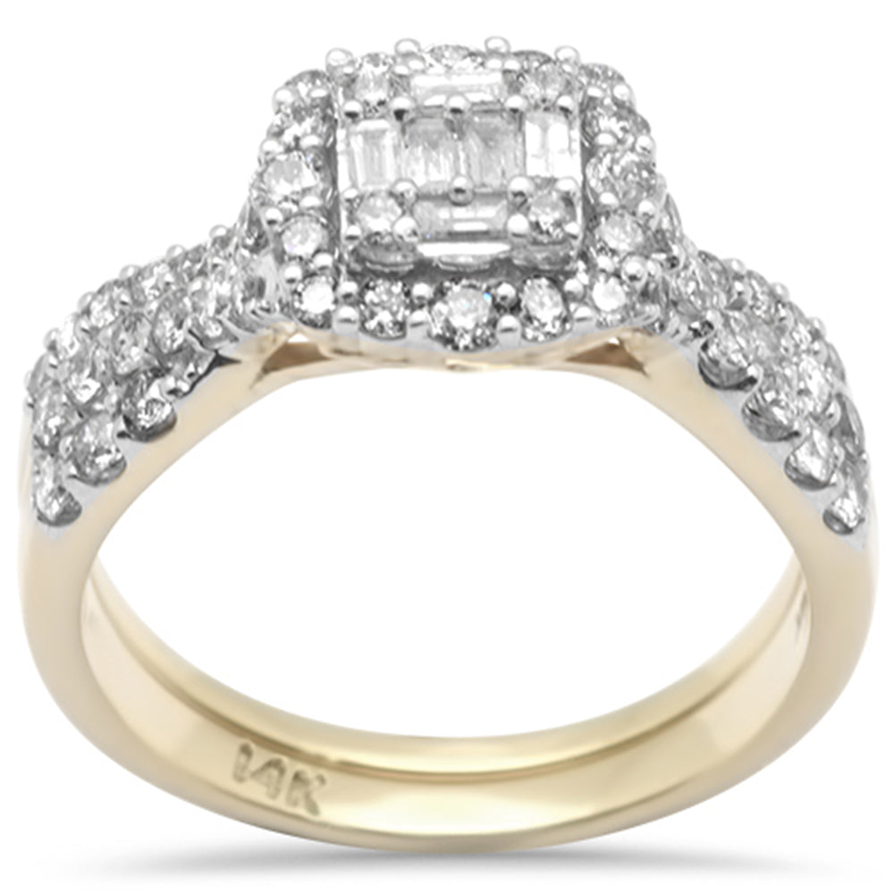 <span style="color:purple">SPECIAL!</span>1.03ct G SI 14K Yellow Gold Round & Baguette Diamond Engagement Ring