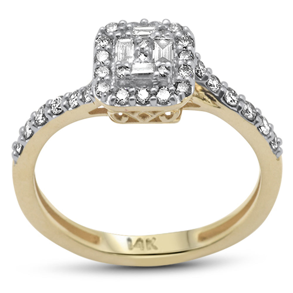 <span style="color:purple">SPECIAL!</span> .48ct G SI 14K Yellow Gold Round & Baguette Diamond Engagement Ring