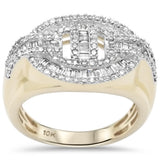 1.22ct G SI 10K Yellow Gold Diamond Round & Baguete Diamond Men's Ring Band