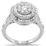 <span>DIAMOND CLOSEOUT! </span> .97ct G SI 14K White Gold Round & Baguette Diamond Engagement Ring