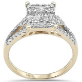 .62ct G SI 14K Yellow Gold Round & Baguette Diamond Engagement Ring