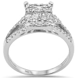 <span style="color:purple">SPECIAL!</span>.62ct G SI 14K White Gold Round & Baguette Diamond Engagement Ring