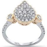 .86ct G SI 14K White Gold/Yellow Gold Diamond Pear Shaped Women's Ring Size 6.5