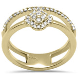 .25ct G SI 14K Yellow Gold Clover Diamond Double Band Ring Size 6.5