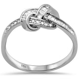 <span>DIAMOND CLOSEOUT! </span>.15ct G SI 14K White Gold Round & Baguette Diamond Women's Knot Band Ring Size 6.5